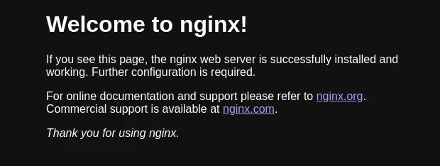 صفحه ی خوش آمد گویی Nginx